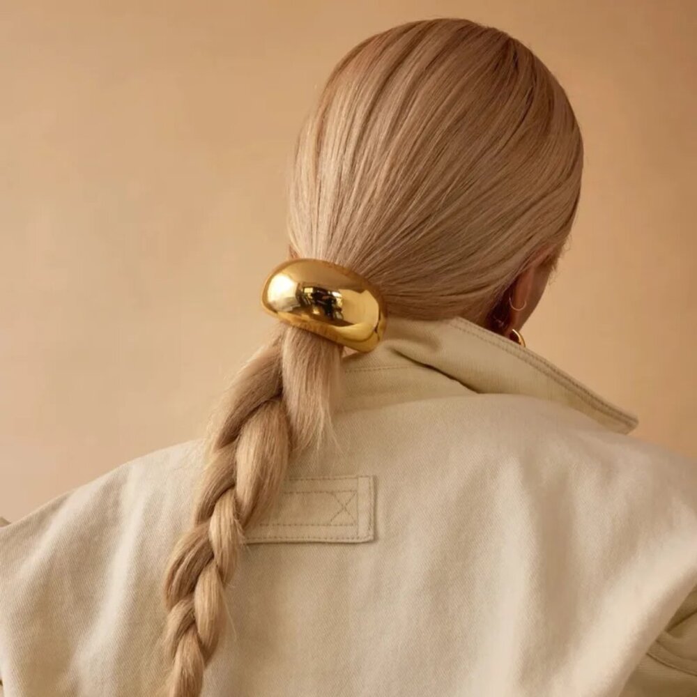 NEW Sleek Gold Ponytail Holder Minimalist Hair Accessory